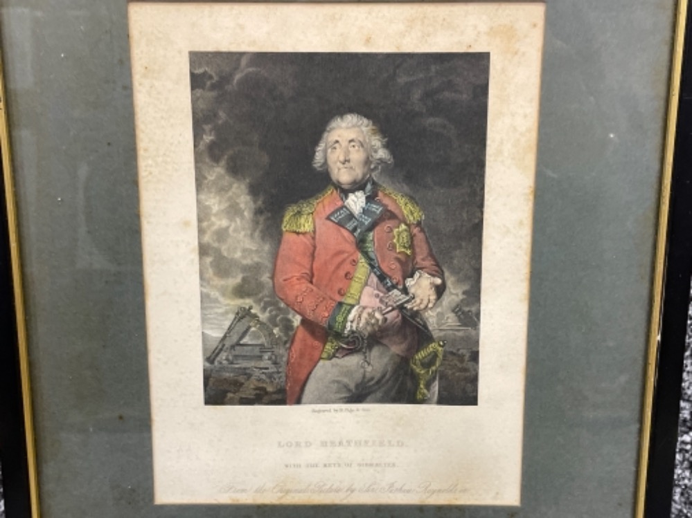 3 framed antique prints of militarily figures connected to Gibraltar including lord Nelson - Image 3 of 4