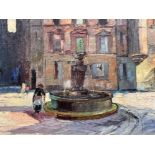 I.H. Miller English 20th century school oil painting of Scottish town house (60cm x 49cms) in very