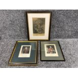 3 framed antique prints of militarily figures connected to Gibraltar including lord Nelson