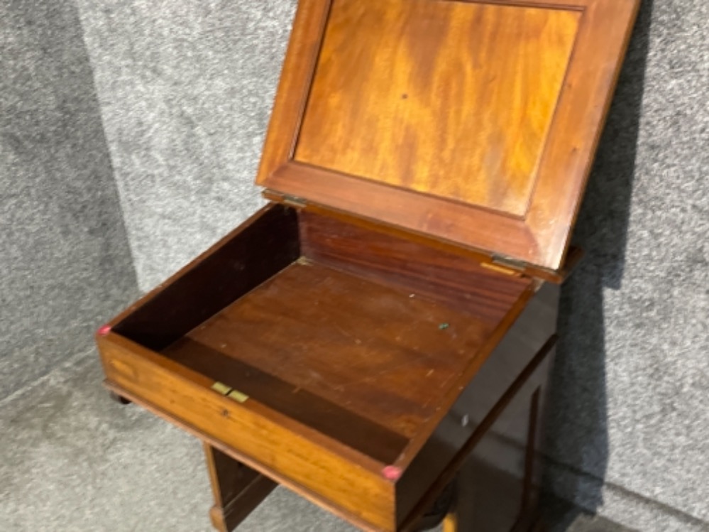 Late Victorian mahogany Clerks desk with original leather top insert and inkwell (storage - Image 4 of 4