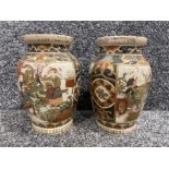 Pair of 19th century hand painted vases