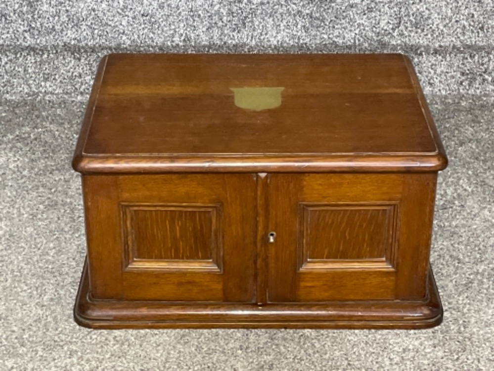 Early 1900s Oak 3 drawer small cutlery cabinet by Walker and Hall (almost complete)