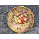 Royal Worcester handpainted plate with gadroon edge by Horace Price depicting fruit 27.5cm