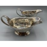 Pair of Sterling silver sauce boats with engraved handles. Birmingham 1938 (12oz) (Not apart of