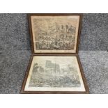 2 x antique framed etchings (Dutch) The storming g of the temple of Jerusalem and the sto king of