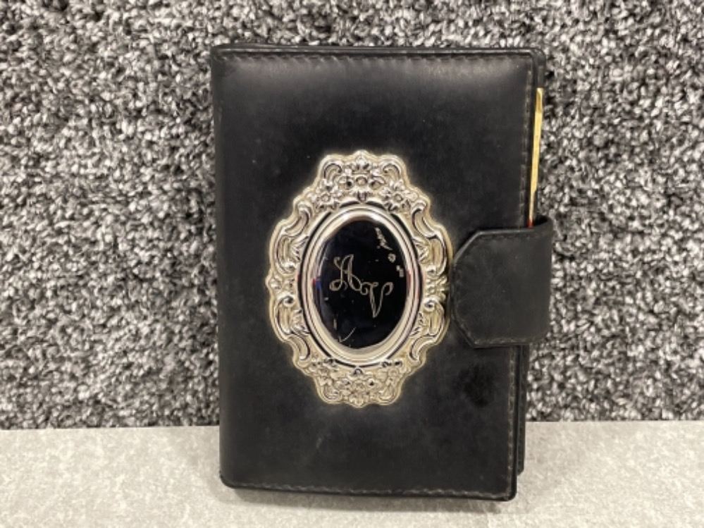 Silver 925 fronted diary with initials A V