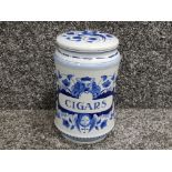 Vintage delft cigar jar with lid