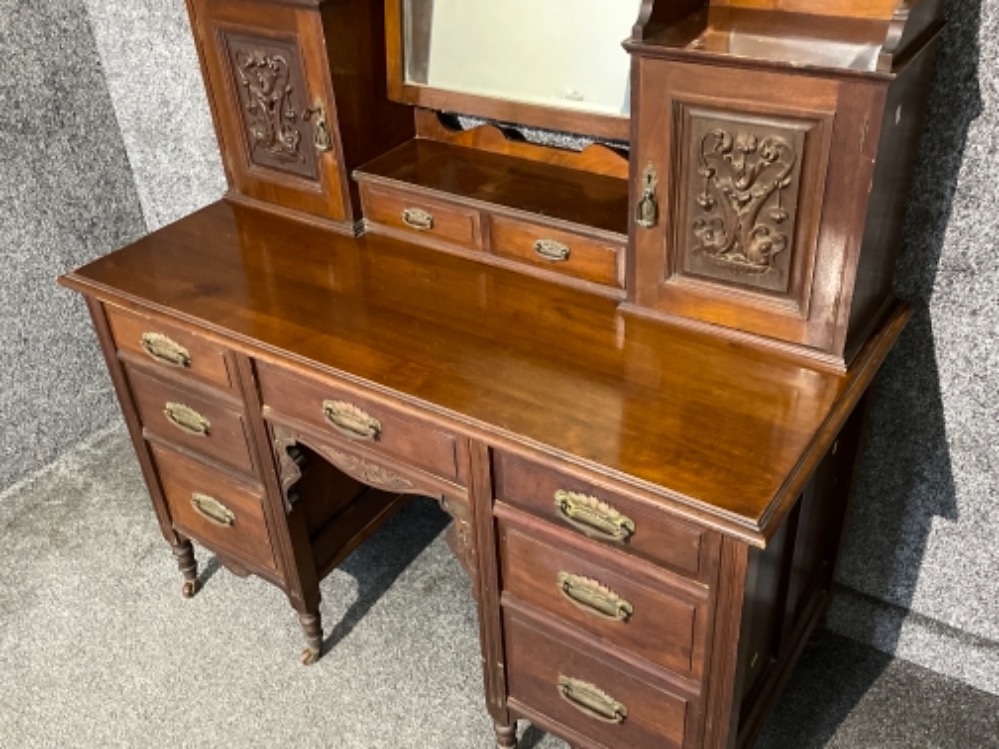 Victorian mahogany dressing table with 7 drawers and de attachable top with adjustable mirror and - Bild 2 aus 4