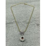 18ct White & Yellow Gold Pear Shaped Natural Ruby (.75ct) & Diamond Cluster (2.0ct) Pendant with 18?