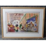 An original School Print lithograph by Russell Reeve "The Circus" published by the Banyard Press