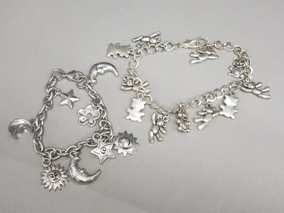 2 silver plated charm bracelets