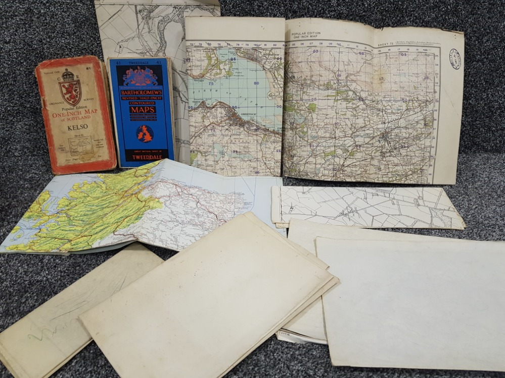 A collection of vintage ordnance survey maps, scotland etc