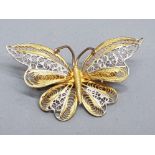 Gold on silver butterfly brooch, 5.8g