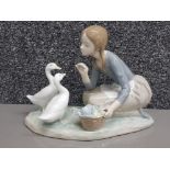Lladro figure 4849 girl feeding two geese