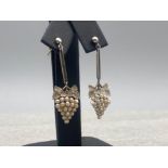 Antique Platinum & 15ct Gold & Seed Pearl pendant Earrings - stunning example VGC 4.1g gross