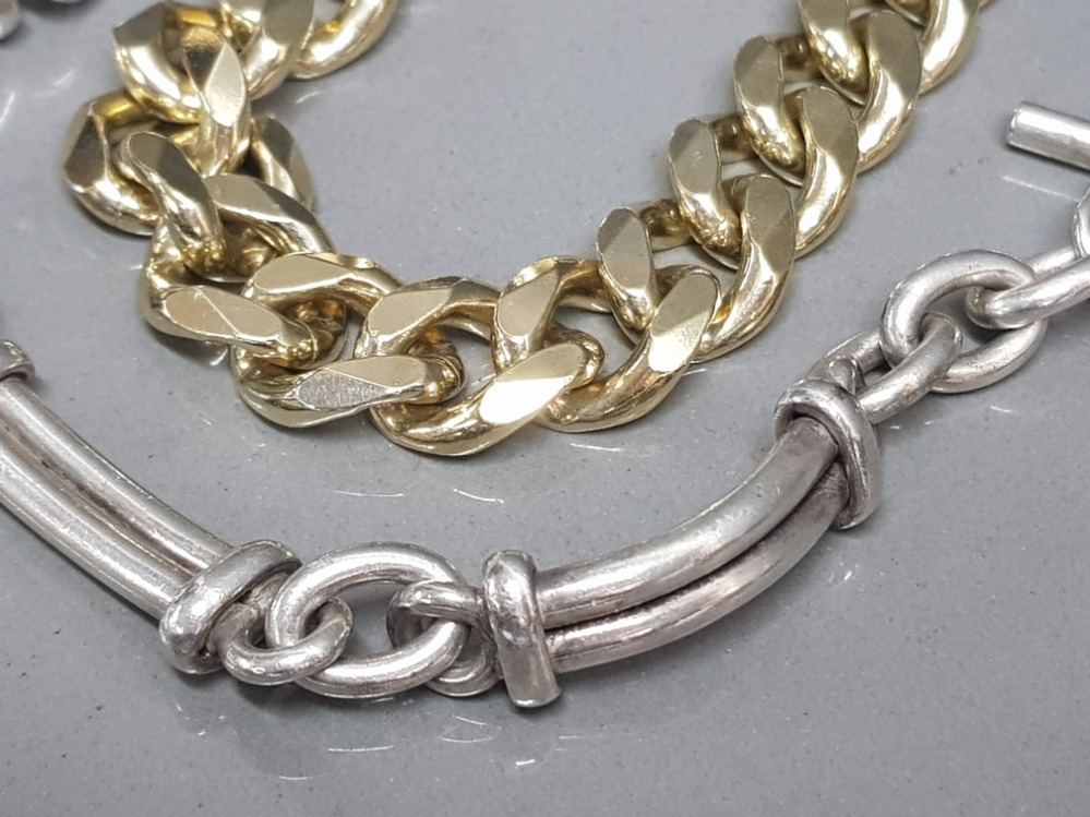 2x silver bracelets, 1x Gents gold plated on silver curb bracelet, 1x ornate silver bracelet, 157. - Image 2 of 2