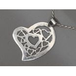 Silver 925 rope chain & heart shaped pendant, 9.8g
