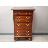 Mahogany narrow 7 drawer chest, 46x66.5cm, height 109cm
