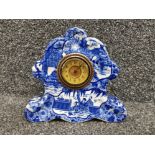 A vintage delft cased mantle clock with Arabic dial 17cm.