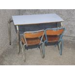 Infant School writing table & 2 chairs, 1950s
