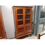 Large reproduction Mahogany glazed door cabinet, fitted with single drawer, 107x38cm, height 191cm