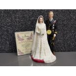 Limited edition Royal Doulton figure HM the Queen and HRH the Duke of Edinburgh, signed & dated on