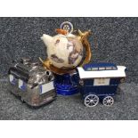 3 novelty teapots by the Teapottery company includes Airstream, Rotary international globe &