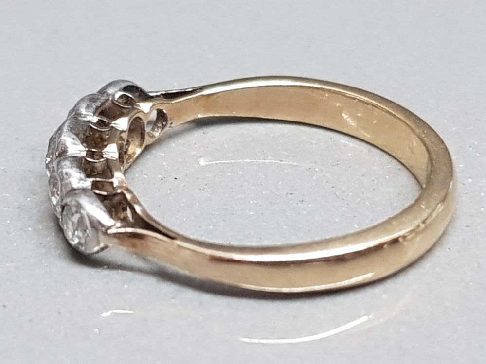 Ladies 9ct yellow gold 5 stone diamond ring, comprising of 5 old cut diamonds set in a rub over - Image 2 of 2