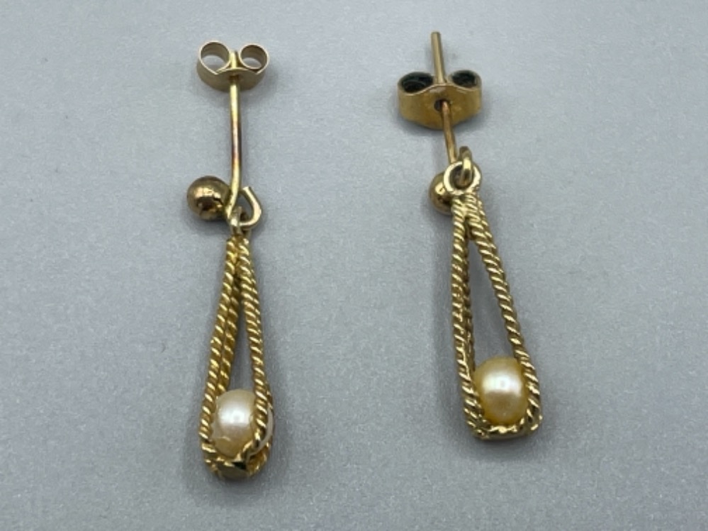2 x pair of 9ct gold Pearl earrings - Image 2 of 3