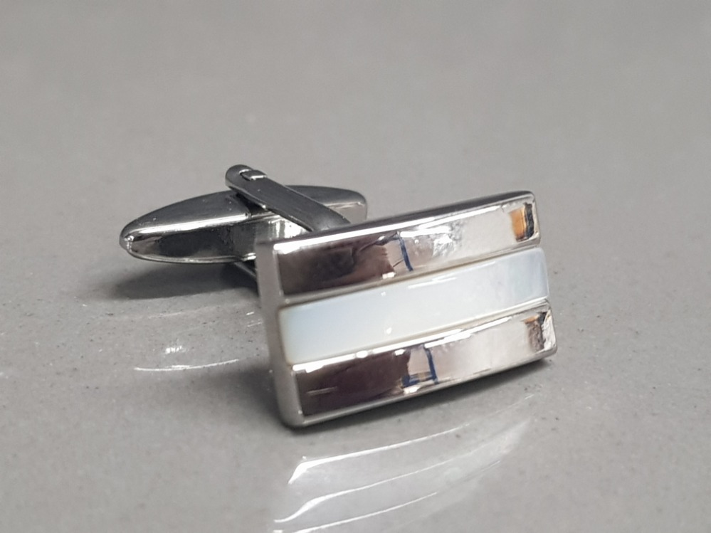Next mother of pearl and steel cufflinks - Image 2 of 3