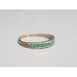 Gold on silver 10 emerald set band ring size q1/2 1.63g gross