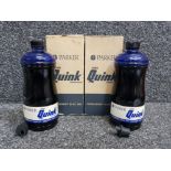 2 x vintage bottles of Parker pen super Quink, permanent blue Ink both in original boxes, both