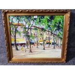 An oil painting by G Muris, street scene, signed 49 x 58cm