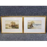 A pair of 20th century watercolours depicting lake scenes 15.5 x 25.5cm