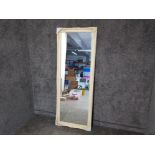 Large rectangular shaped hall mirror with painted cream frame