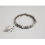 Foreign silver bangle together with butterfly brooch 22.31g