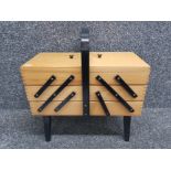 Wooden cantilever sewing box