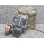 Vintage British military gas mask with original bag