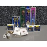 Miscellaneous crested spoons & badges, most with original boxes