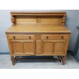 Carved oak buffet backed sideboard, 136x51cm, height 126.5cm