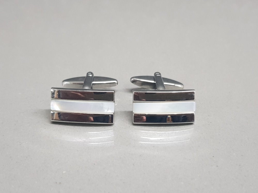 Next mother of pearl and steel cufflinks