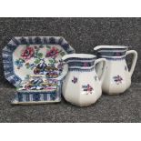 4 pieces of vintage Losol ware includes shanghai meat plate, butter dish & 2 Ormonde jugs