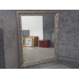 Large silver framed bevelled edge hall mirror, 108x137cm