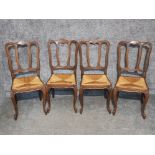 Set of 4 mahogany framed & wicker seated chairs