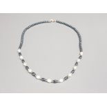 Haematite and freshwater pearl necklet