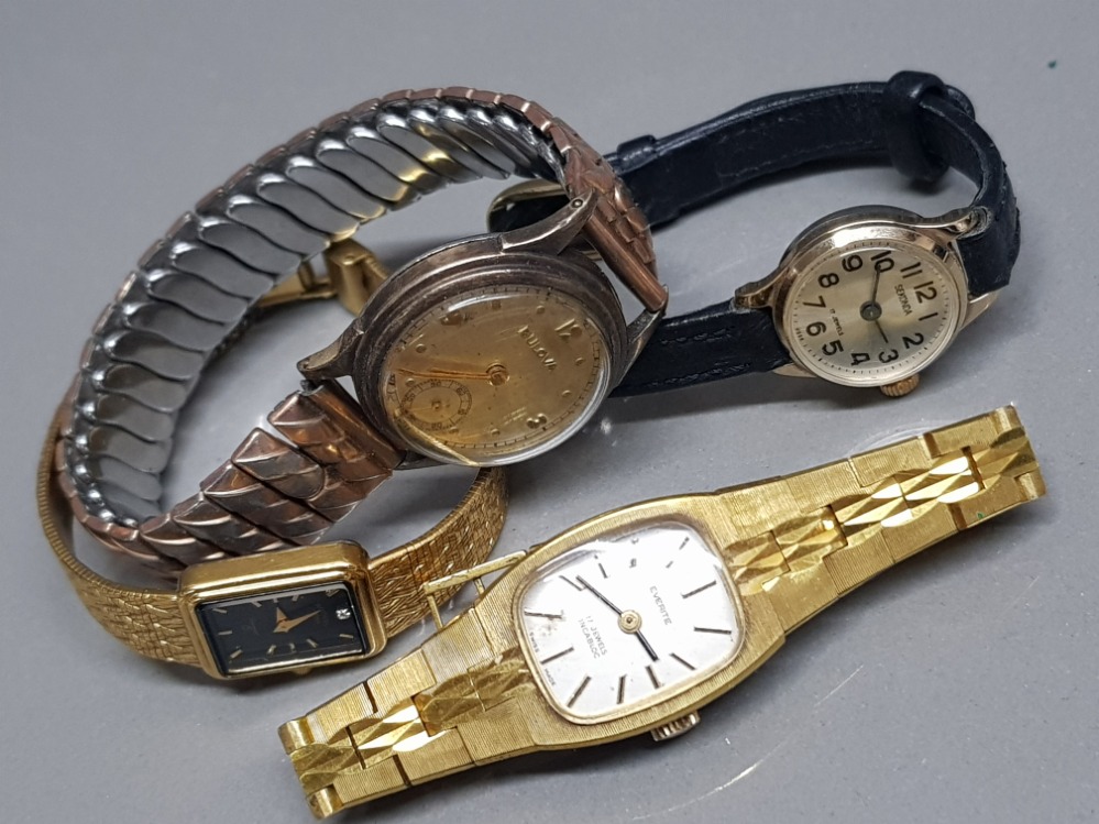 4 ladies wristwatches includes 1x sekonda, 1x everite, 1x Rotary & 1x Bulova