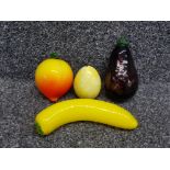 4 pieces of antique mouth blown art glass in the form of fruit