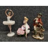 Two figures by Franklin Mint "Lady Rose" and "Swan Lake" together with an Italian figure of a boy