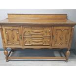 Heavy carved oak sideboard fitted with 2 drawers, 53x152cm, height 106cm