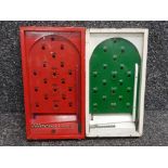 2 vintage wooden cased bagatelle games, includes one red by Chad Valley, with game balls